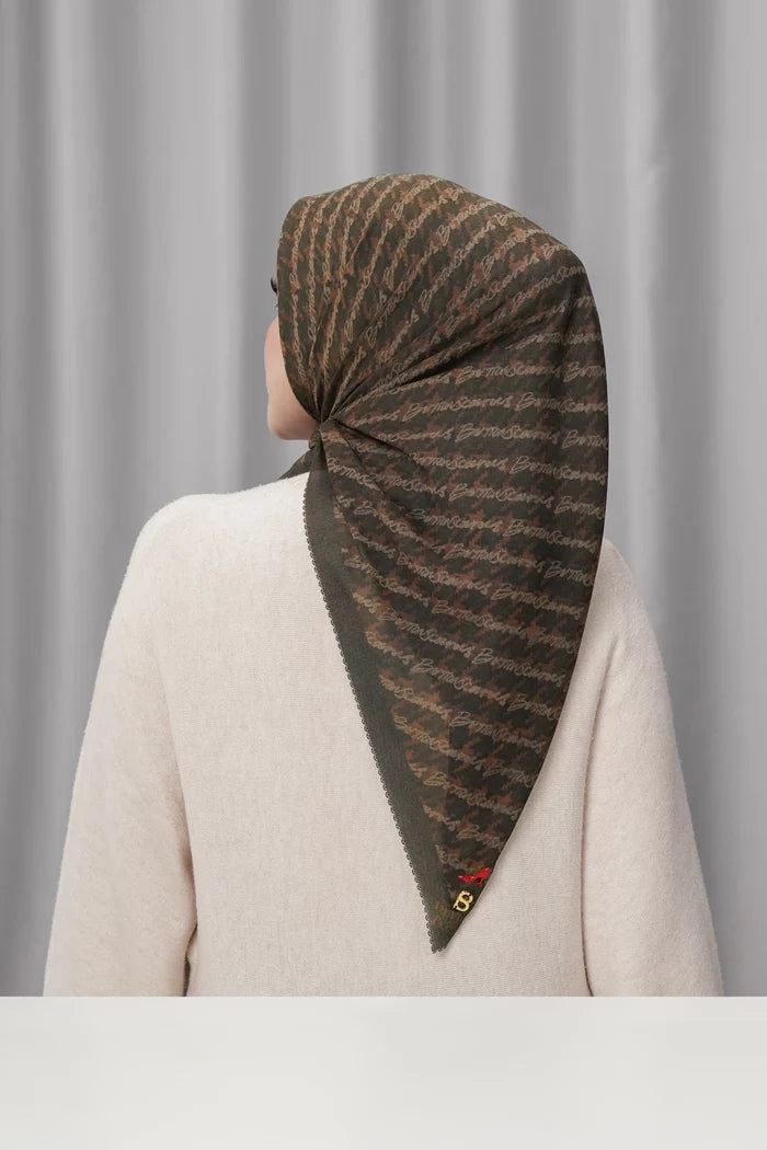 the editor square scarf in espresso by buttonscarves x the devil wears prada 2 back view