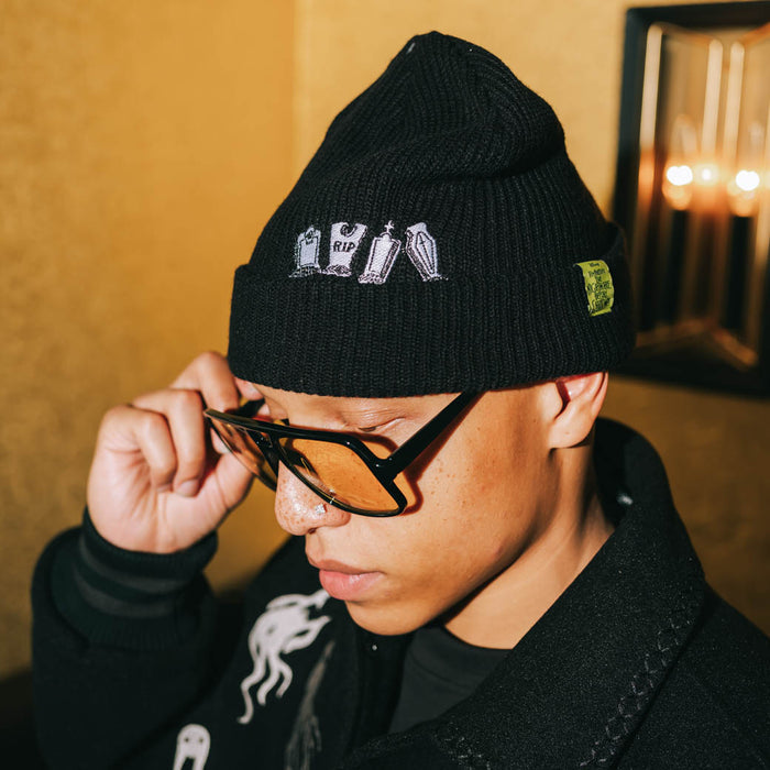 The Nightmare Before Christmas By Shoe Palace RIP Beanie Mens Hat (Black/White)