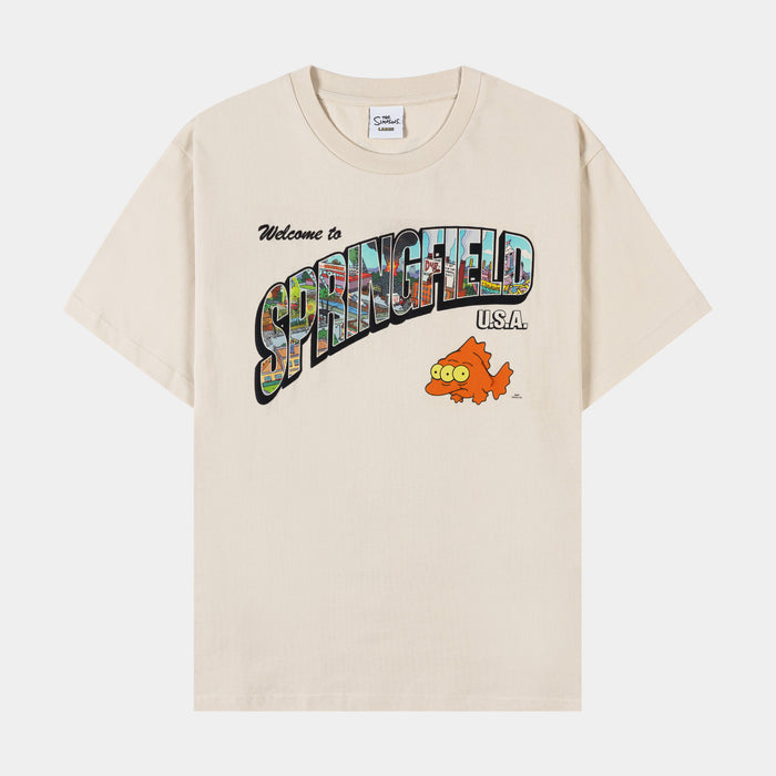 The Simpsons By Shoe Palace Springfield Mens Short Sleeve Shirt (Cream/Orange)