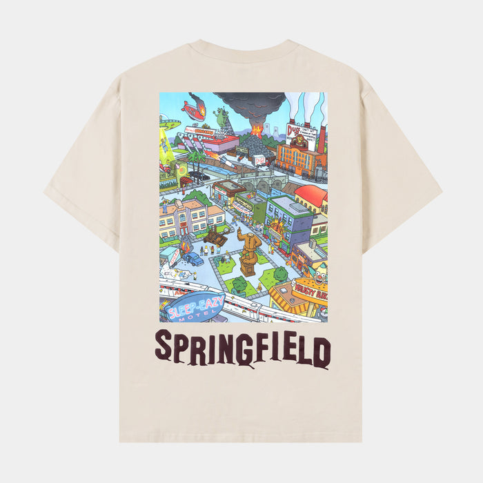 The Simpsons By Shoe Palace Springfield Mens Short Sleeve Shirt (Cream/Orange)