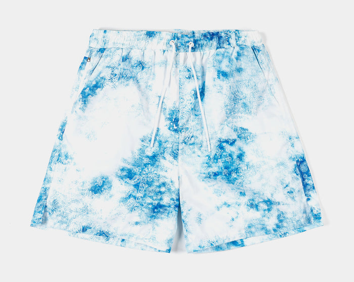 Tie Dye Paisley Hybrid Mens Shorts (Blue/White)