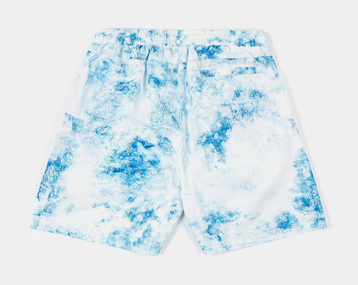 Tie Dye Paisley Hybrid Mens Shorts (Blue/White)