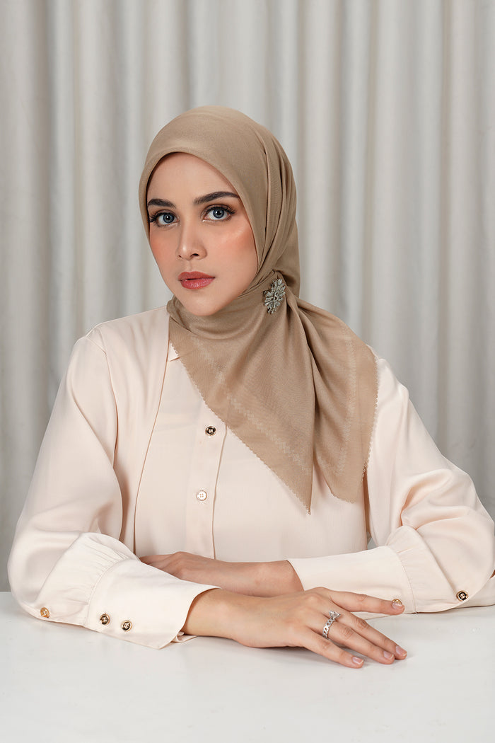 today's scarf in tan by buttonscarves front view