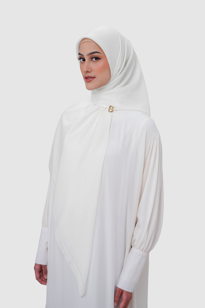today's scarf xl in true white by buttonscarves side view