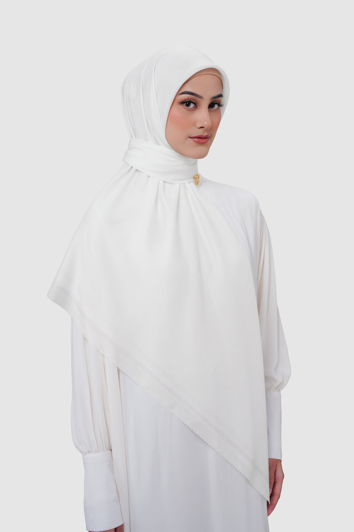 today's scarf xl in true white by buttonscarves side view