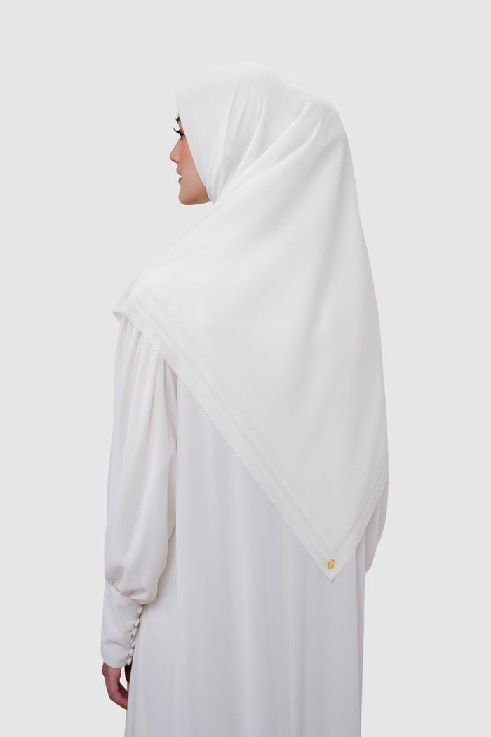 today's scarf xl in true white by buttonscarves back view