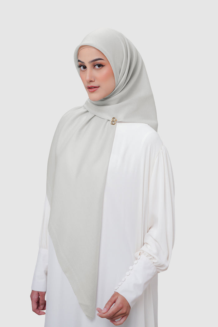today's scarf xl in whisper white by buttonscarv es side view