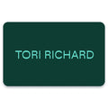 White and gold Tori Richard E-Gift Card with decorative pattern, front view shown in both images.