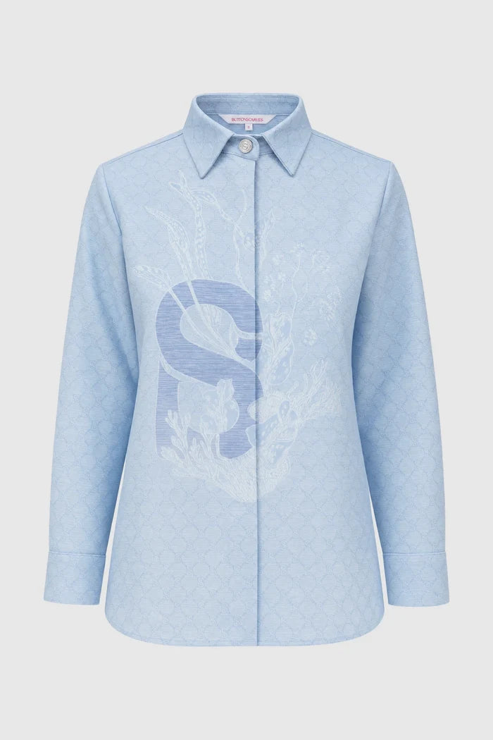 tropical26 basic shirt in blue by buttonscarves