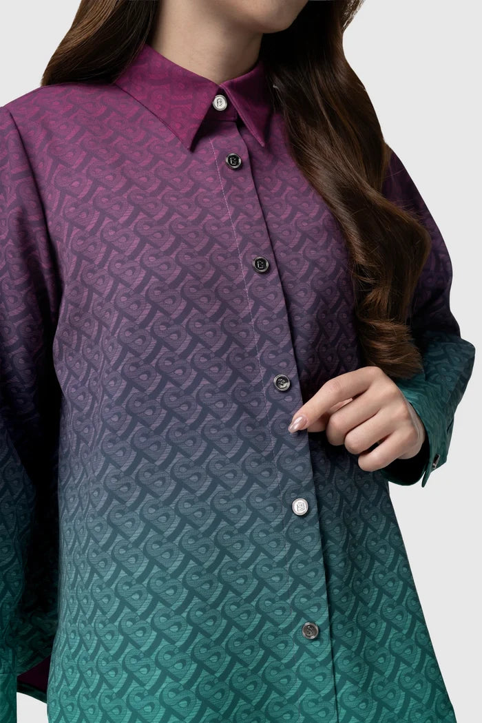 tropical26 basic shirt in fuchsia/teal by buttonscarves detail close-up