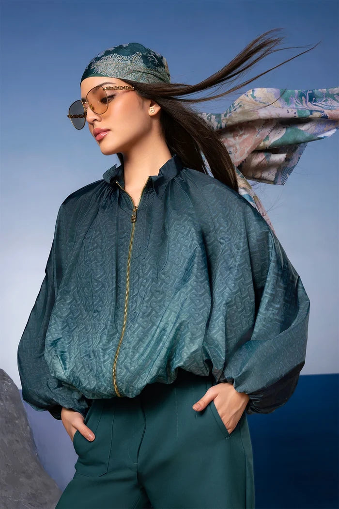 tropical26 batwing jacket in deep teal by buttonscarves style look