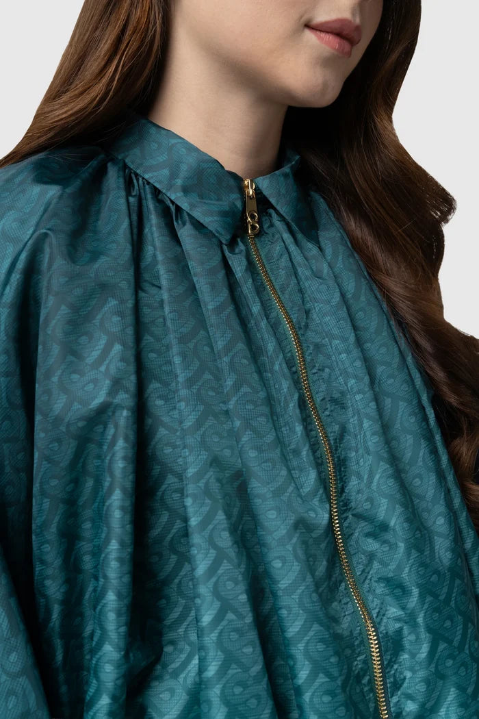 tropical26 batwing jacket in deep teal by buttonscarves detail close-up