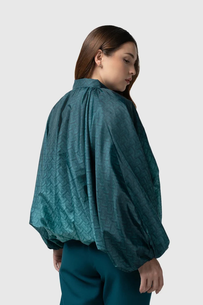 tropical26 batwing jacket in deep teal by buttonscarves back view