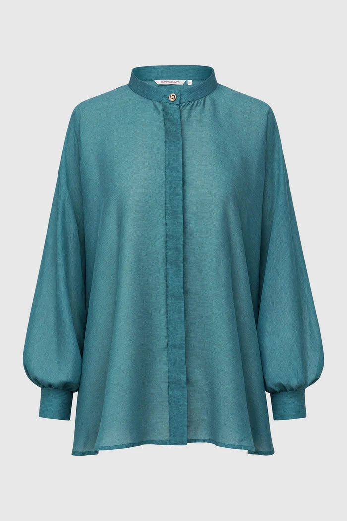 tropical26 batwing shirt in deep teal by buttonscarves