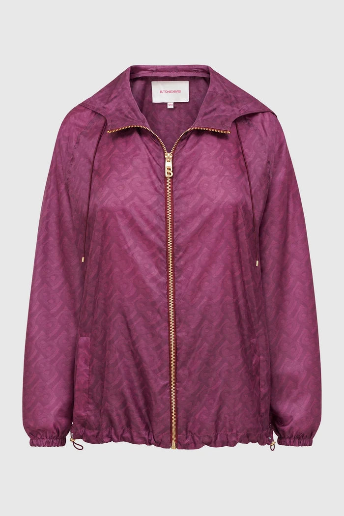 tropical26 layered jacket in burgundy by buttonscarves