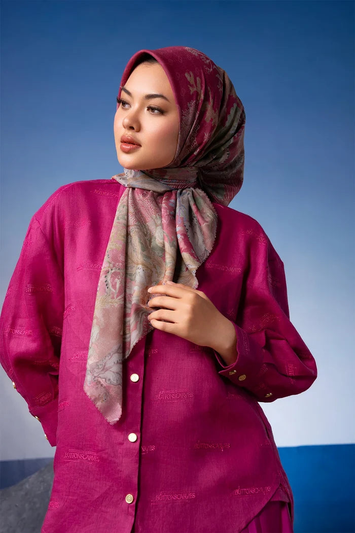 tropical26 linen shirt in fuschia by buttonscarves style look