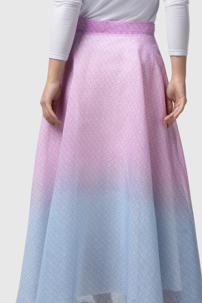 tropical26 maxi skirt in pink/blue by buttonscarves back view