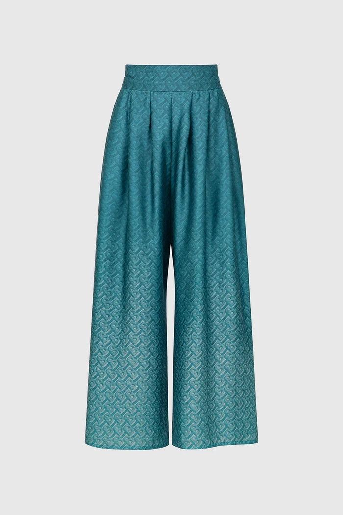 tropical26 palazzo pants in deep teal by buttonscarves