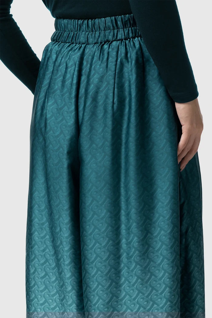 tropical26 palazzo pants in deep teal by buttonscarves back view