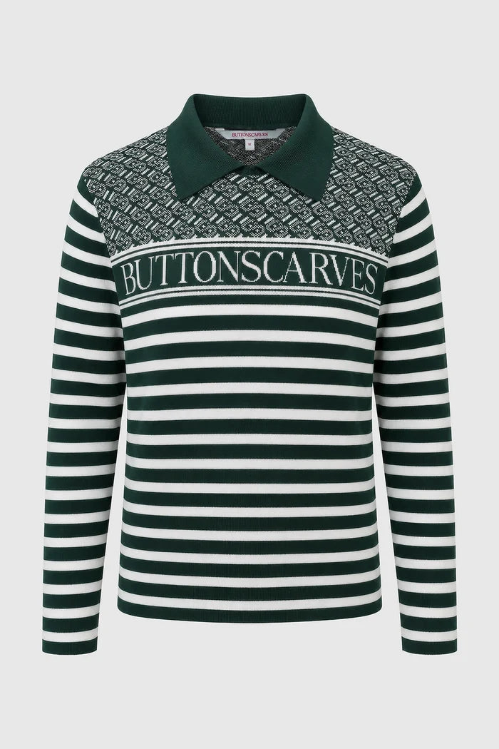 tropical26 polo knit in green by buttonscarves