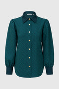 tropical26 puff shirt in deep teal by buttonscarves