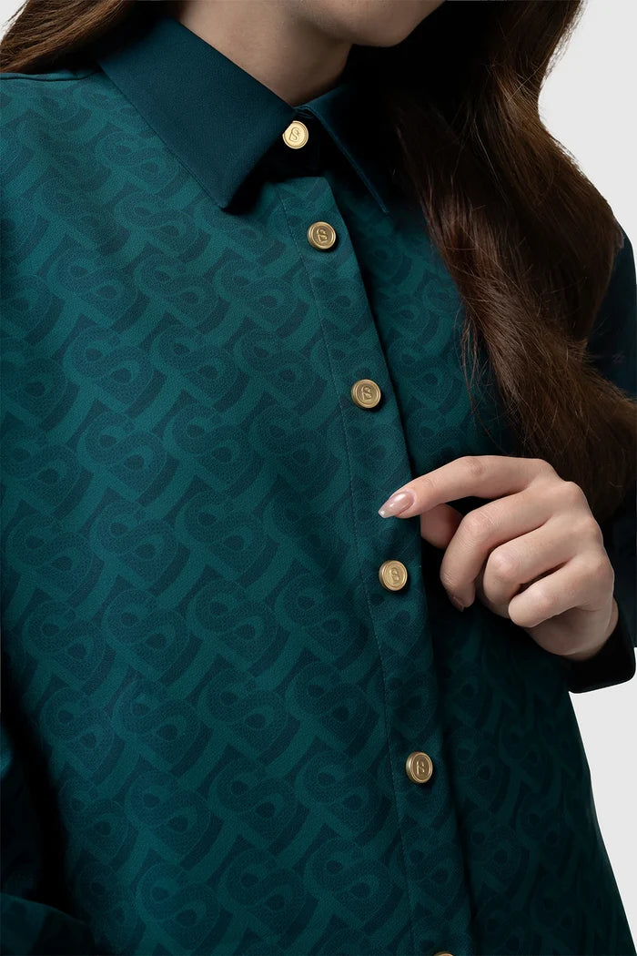 tropical26 puff shirt in deep teal by buttonscarves detail close-up