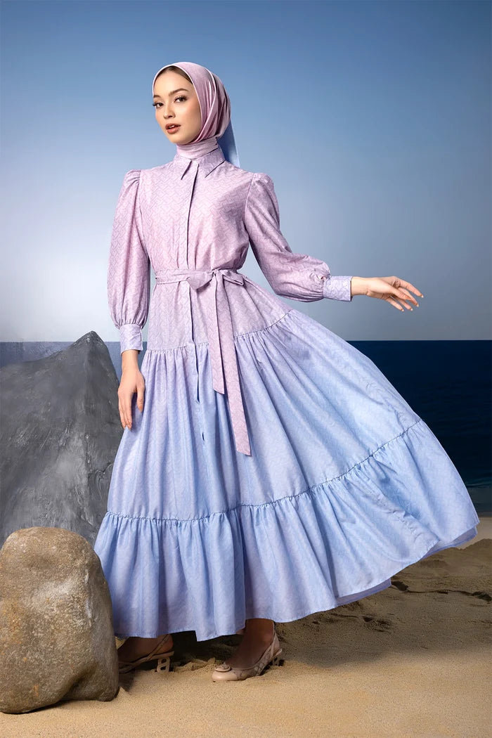 tropical26 shirt dress in pink/blue by buttonscarves style look