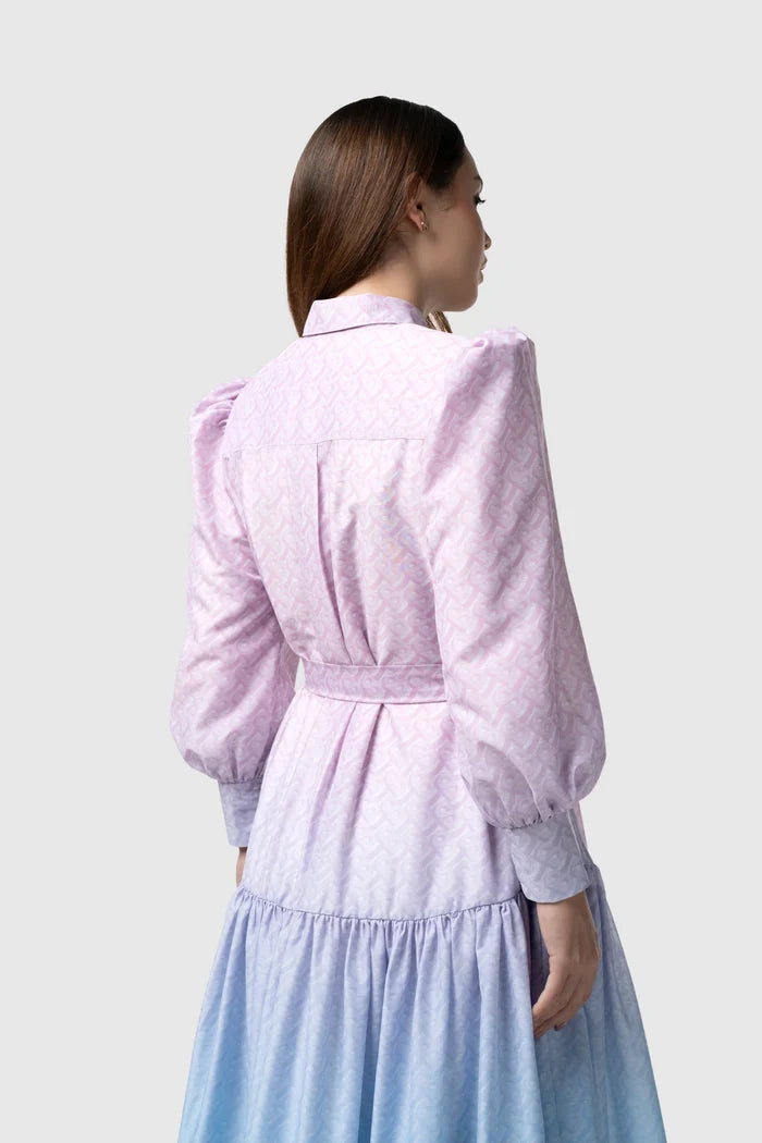 tropical26 shirt dress in pink/blue by buttonscarves back view
