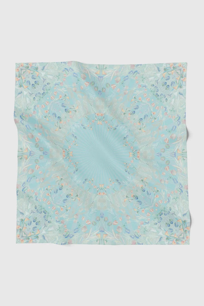 tulip printed square scarf in breeze by buttonscarves