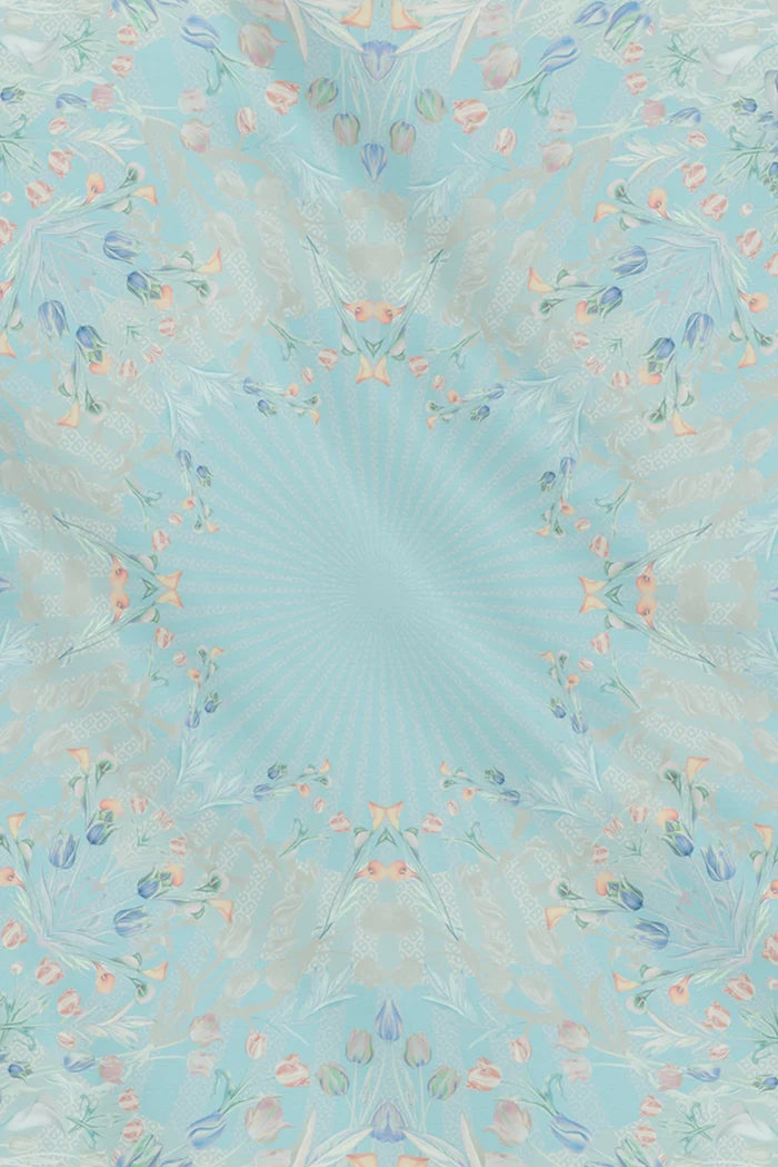 tulip printed square scarf in breeze by buttonscarves motifs detail