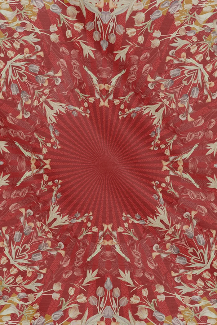 tulip printed square scarf in cherry by buttonscarves motifs detail