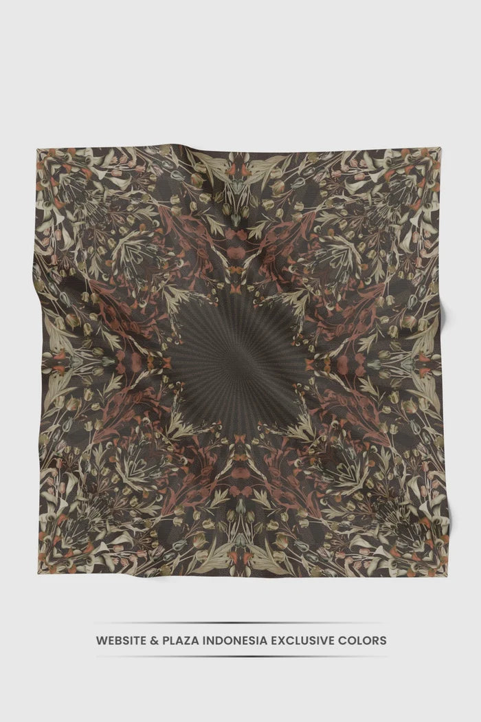 tulip printed square scarf in coffee by buttonscarves