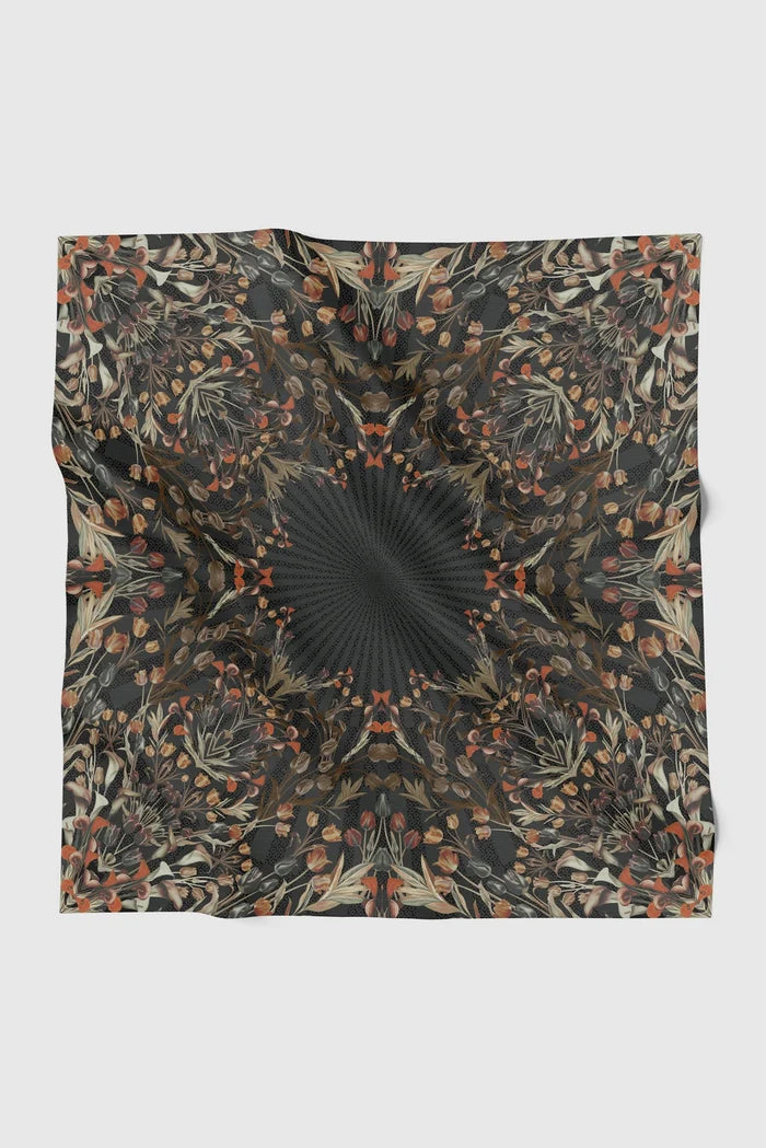 tulip printed square scarf in crow by buttonscarves