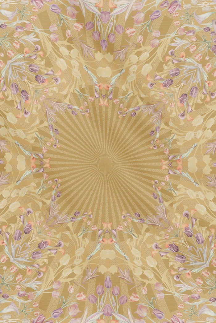 tulip printed square scarf in honey by buttonscarves motifs detail