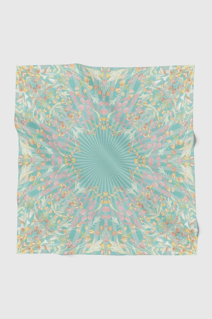 tulip printed square scarf in jade by buttonscarves