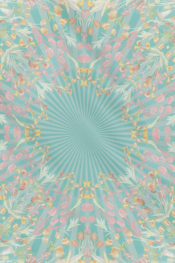 tulip printed square scarf in jade by buttonscarves motifs detail