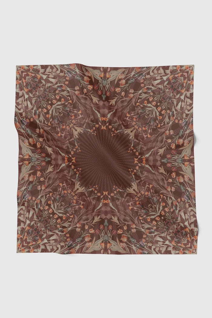 tulip printed square scarf in mahogany by buttonscarves