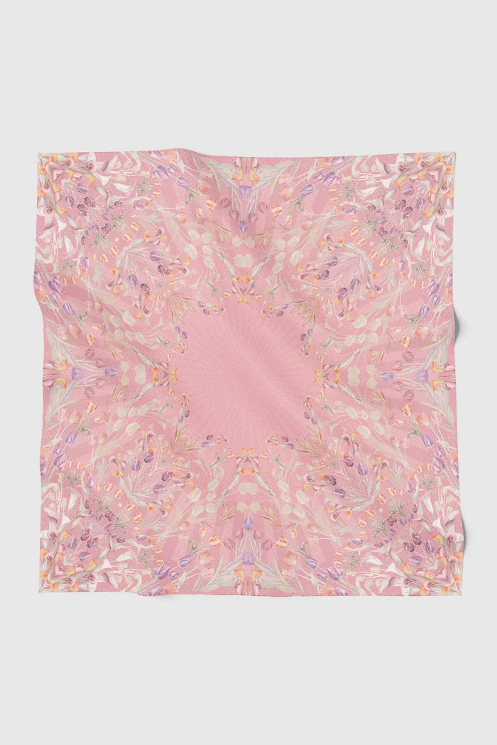 tulip printed square scarf in morganite by buttonscarves