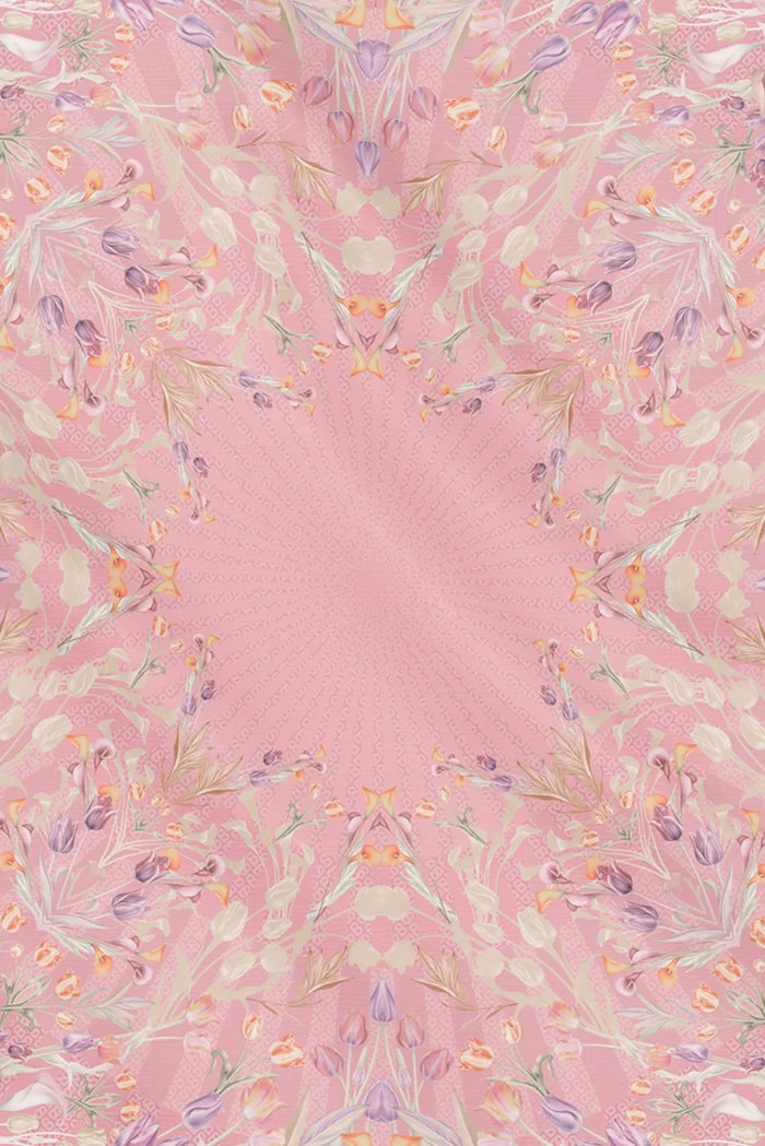 tulip printed square scarf in morganite by buttonscarves motifs detail
