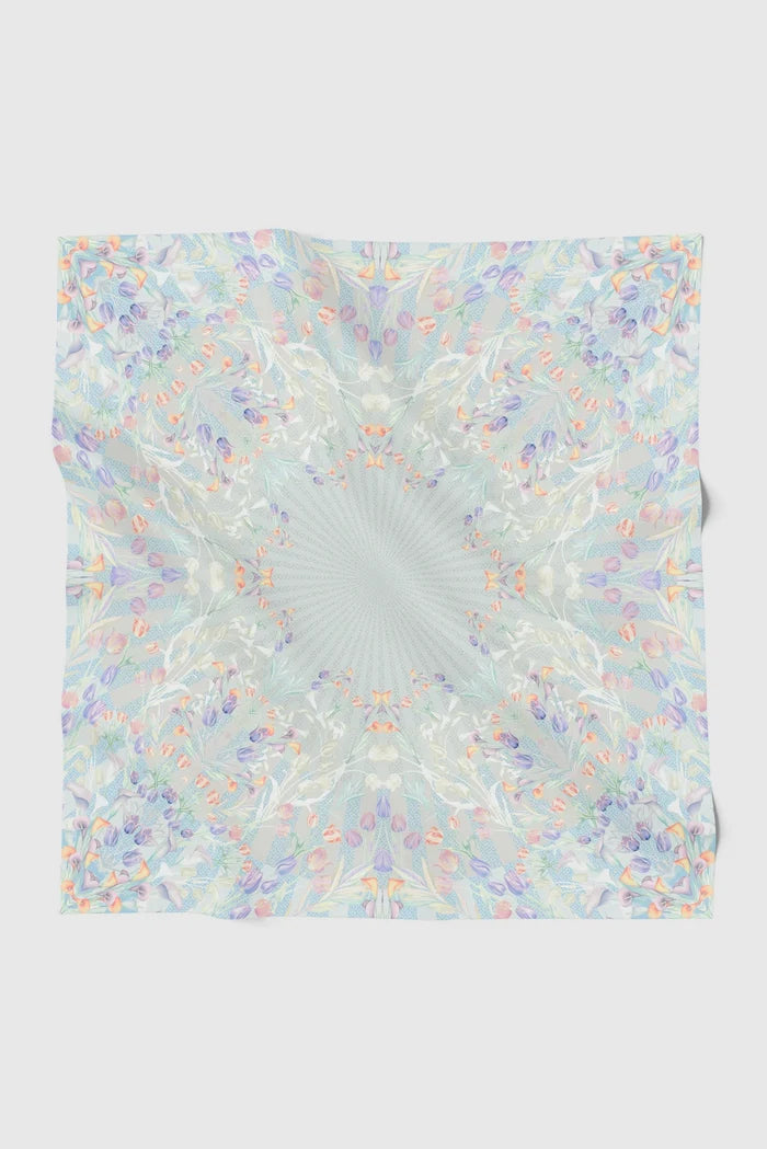 tulip printed square scarf in pearl by buttonscarves