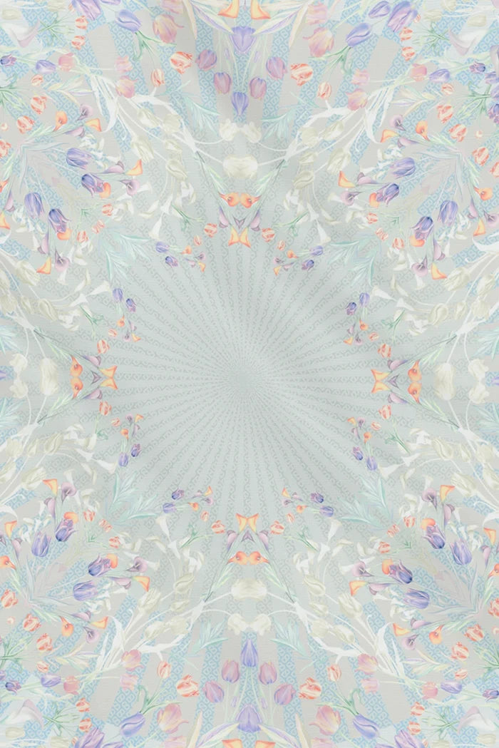 tulip printed square scarf in pearl by buttonscarves motifs detail