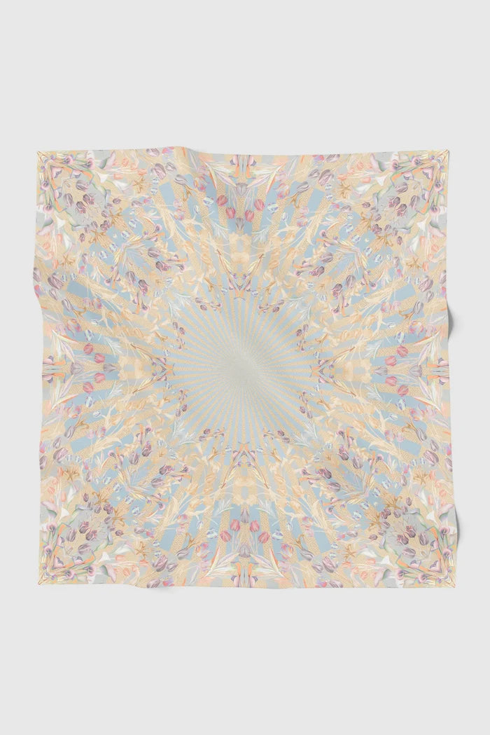 tulip printed square scarf in sunshine by buttonscarves