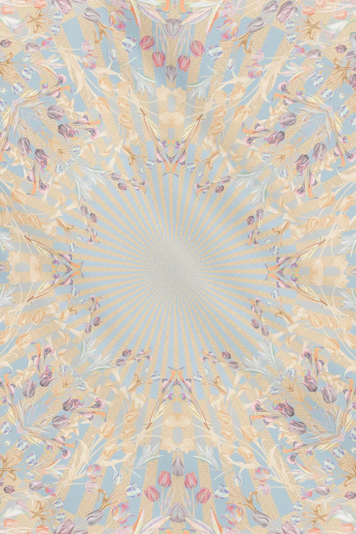 tulip printed square scarf in sunshine by buttonscarves motifs detail