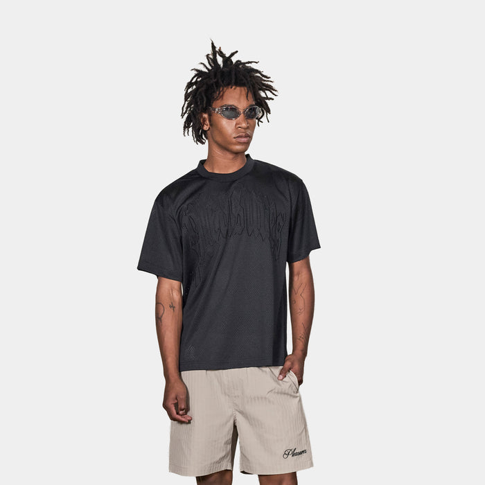 Twitch Mesh Mens Short Sleeve Shirt (Black/Black)