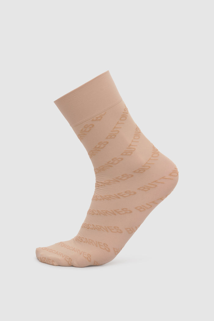 typograph nylon socks in nougat by buttonscarves