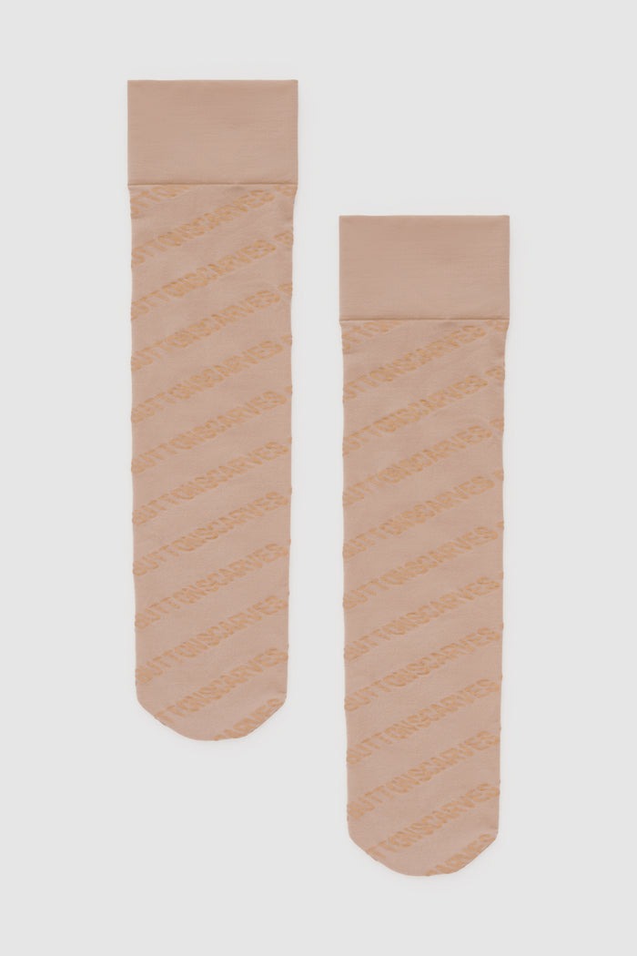 typograph nylon socks in nougat by buttonscarves