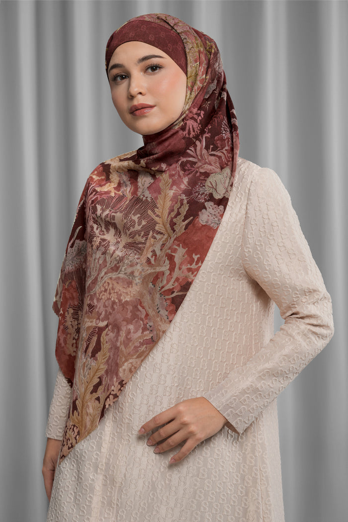 under the sea tie back shawl in king crab by buttonscarves