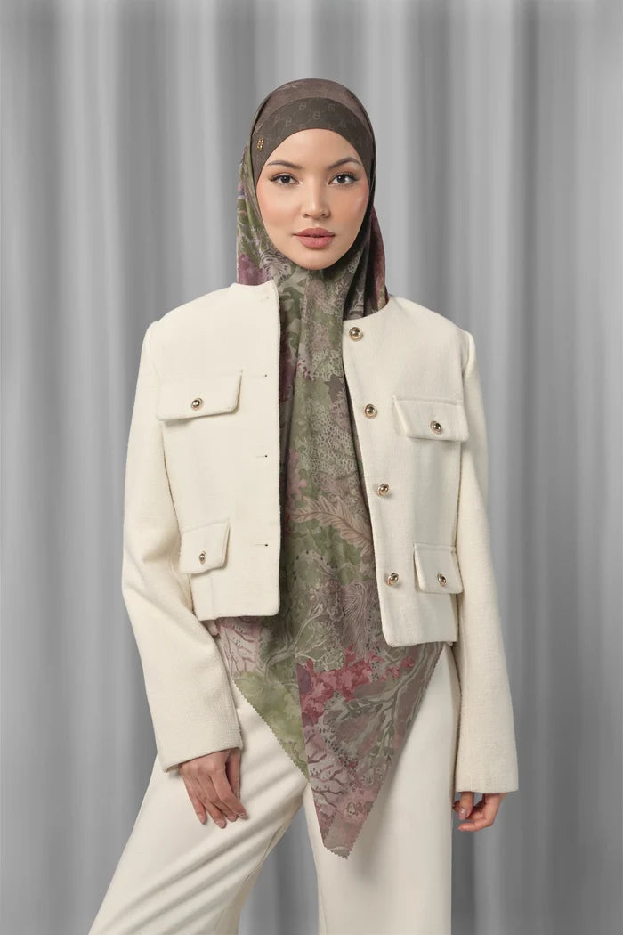 lionfish under the sea tie back square scarf by buttonscarves styled in a modern hijab look