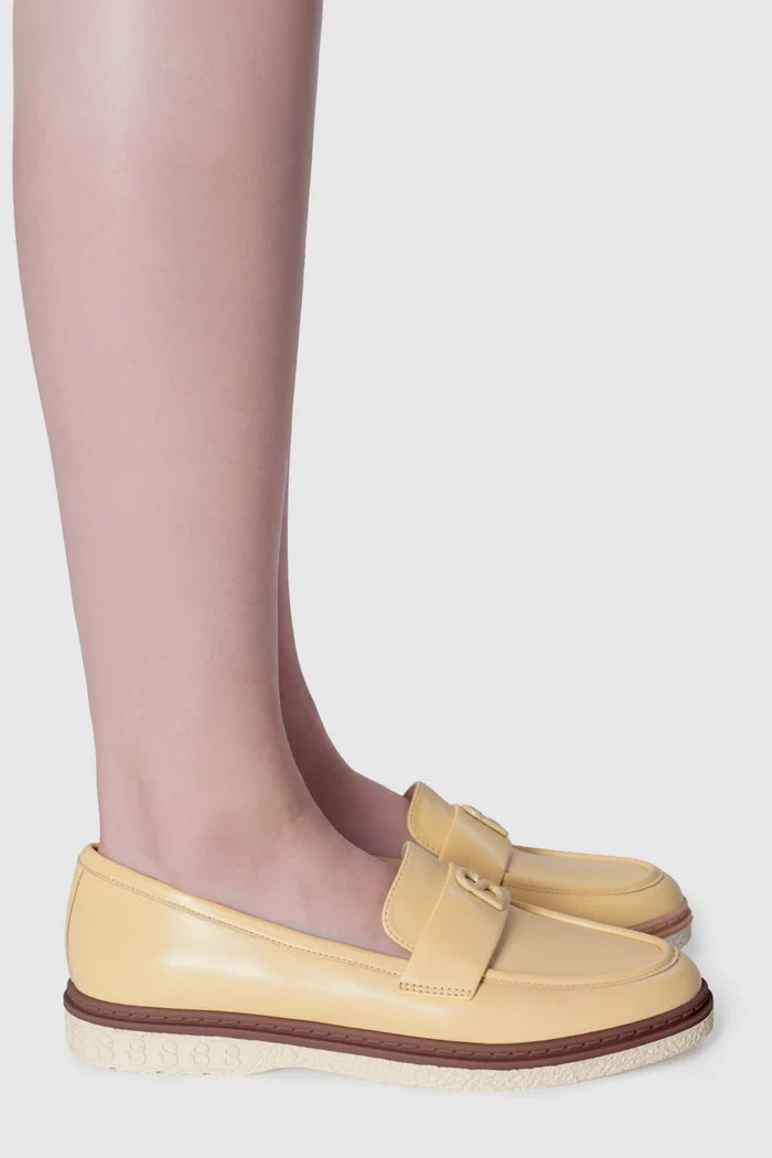 vachya loafer in butter yellow by buttonscarves wearing side looks