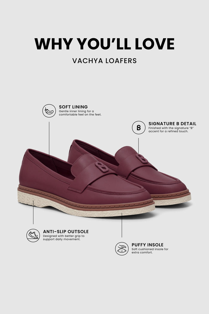 vachya loafers in cremisi with soft lining puffy insole anti-slip outsole and signature b detail